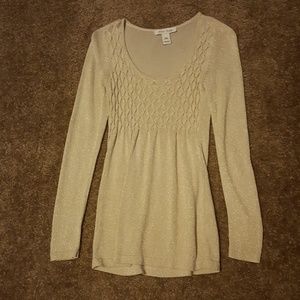 White House Black Market XXS gold long sleeve top